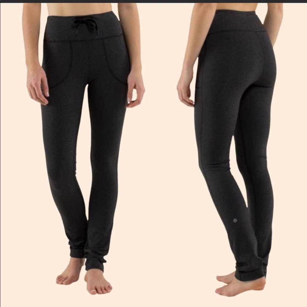 Lululemon Skinny Will Pants Wee Stripe Black Heathered Gray High Rise size 4